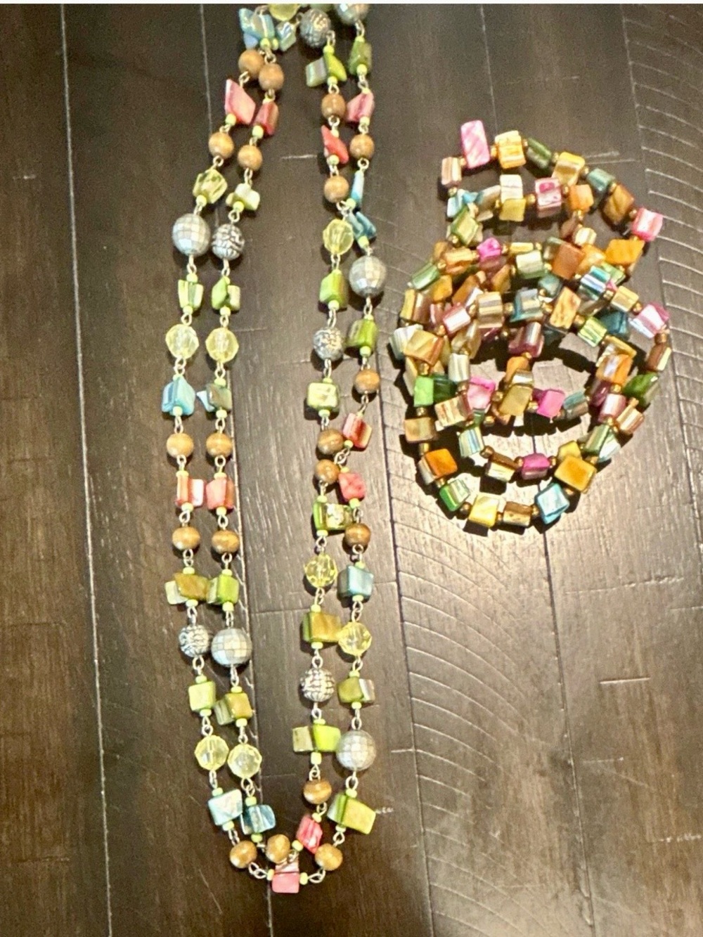 Multicolor Bead Necklace and Bracelet Stack